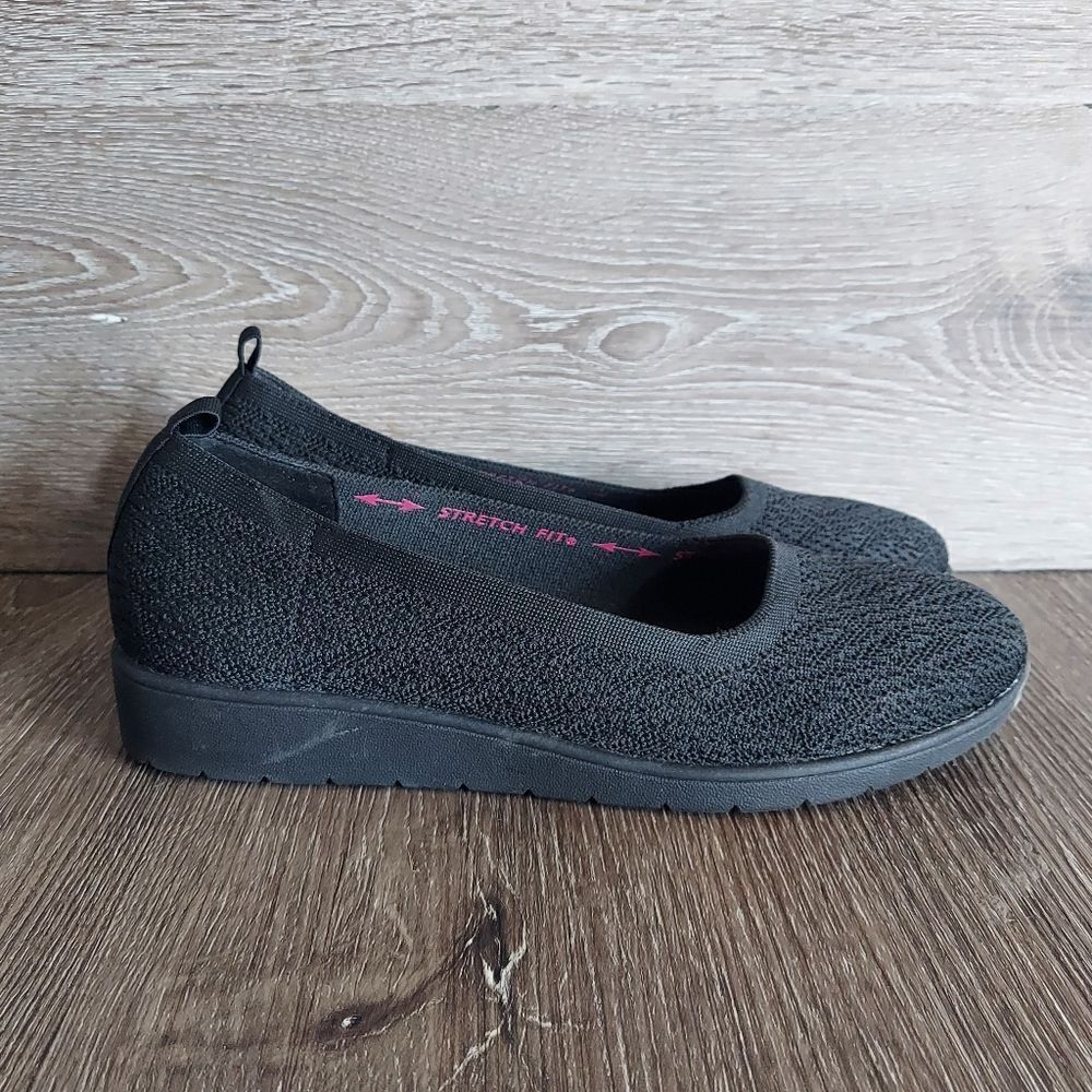 Women's Skechers Cleo Flex Wedge Flipside Ballet Flat - Black - Size 9